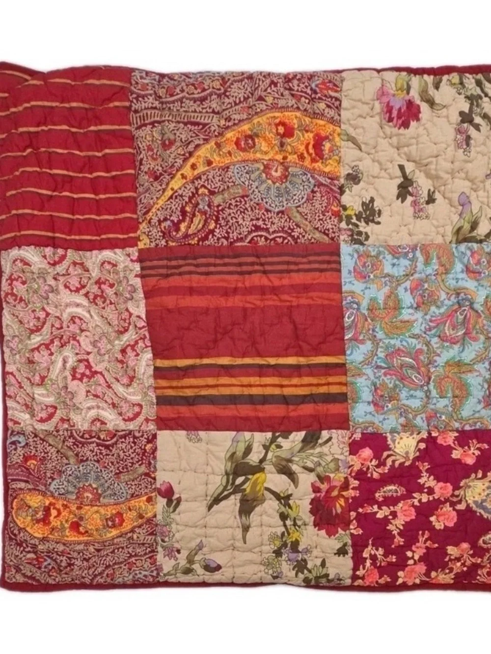 Pottery Barn “Georgia” Patchwork Quilt (K) and Euro Shams (3) EUC